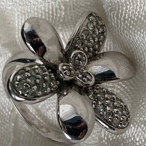 STERLING SILVER .925 PAVE CZ FLOWER RING SIZE 7